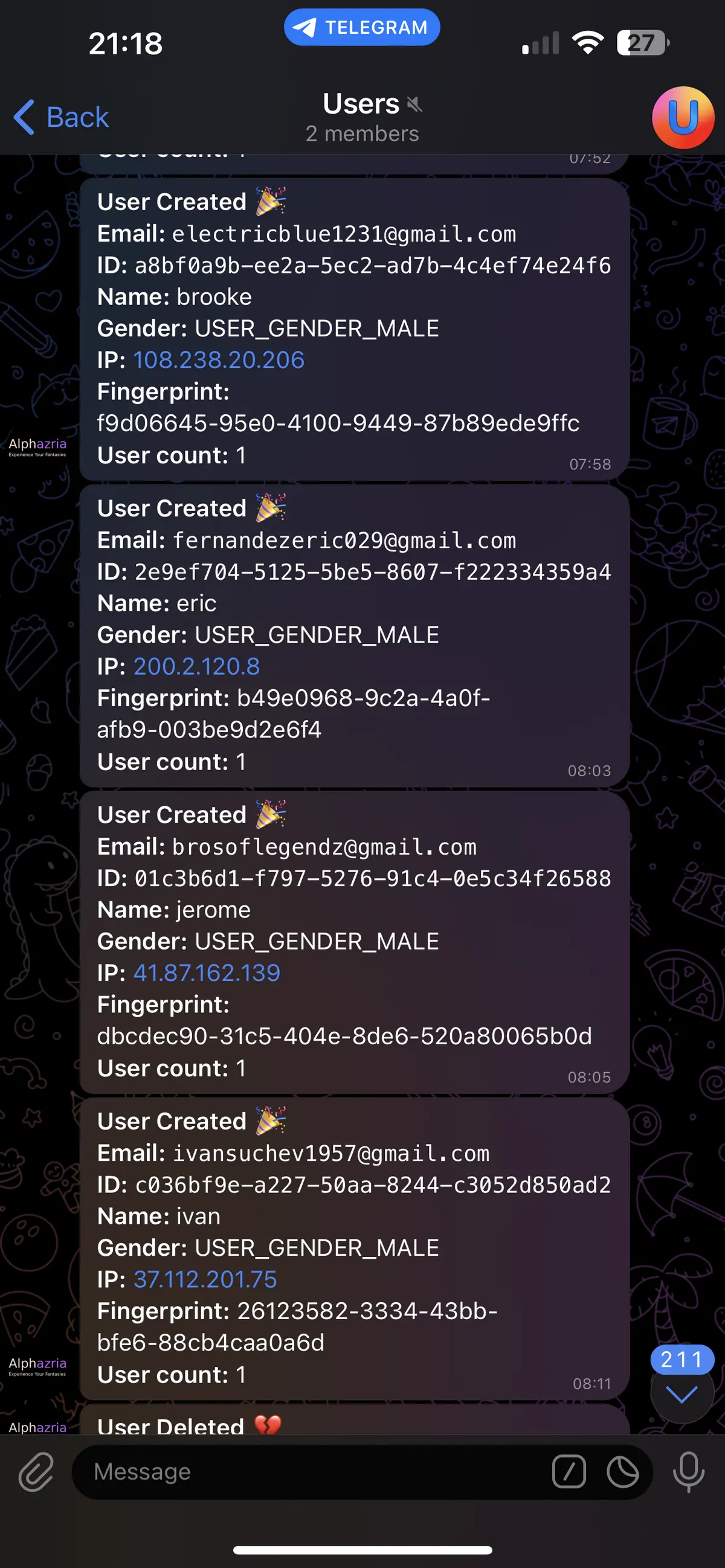 Telegram Bot For User Notifications